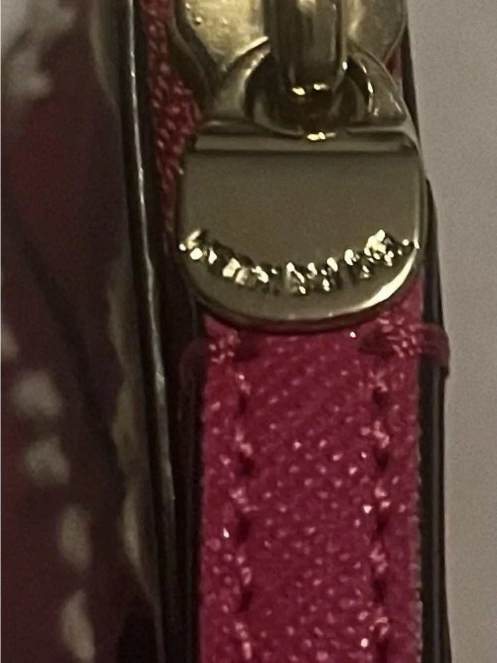 henri bendel Hot Pink Wristlet Clutch with Cream Stitching
